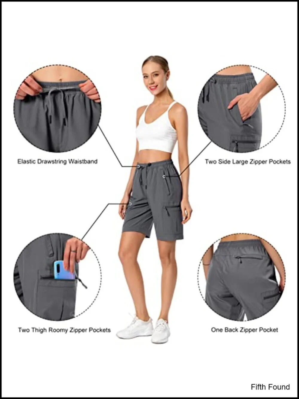 Lightweight Water Resistant Hiking Cargo Shorts Quick Dry Athletic Shorts with